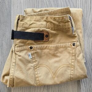 Levis Two Horse Brand Tan Duck Canvas Cinch Back Button Fly Pants Mens 32x30